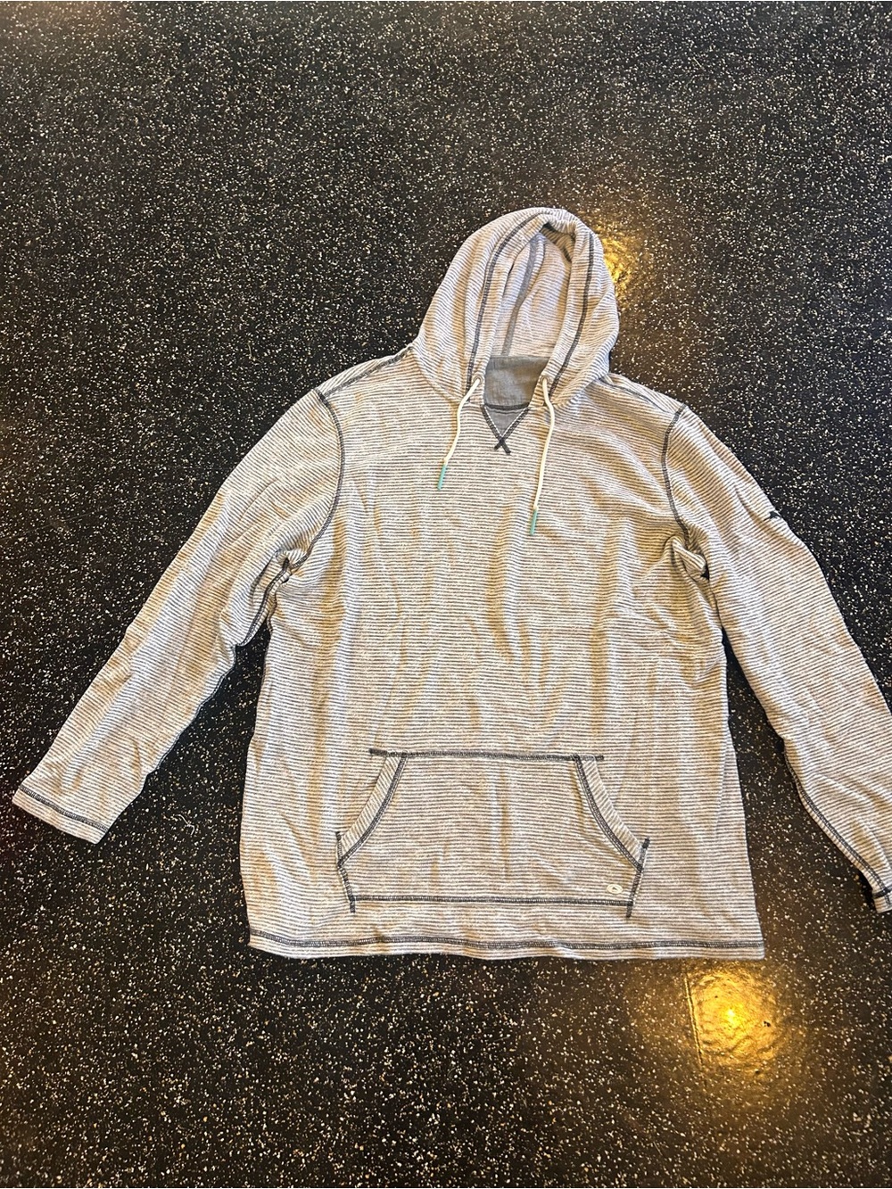 Light Gray Striped Hooded Pullover Shirt